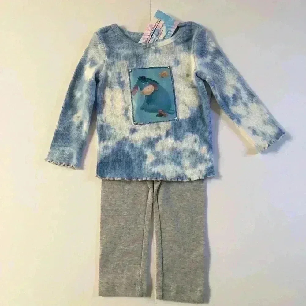 New! Eeyore hand Tie dyed thermal bundle 18 months unisex